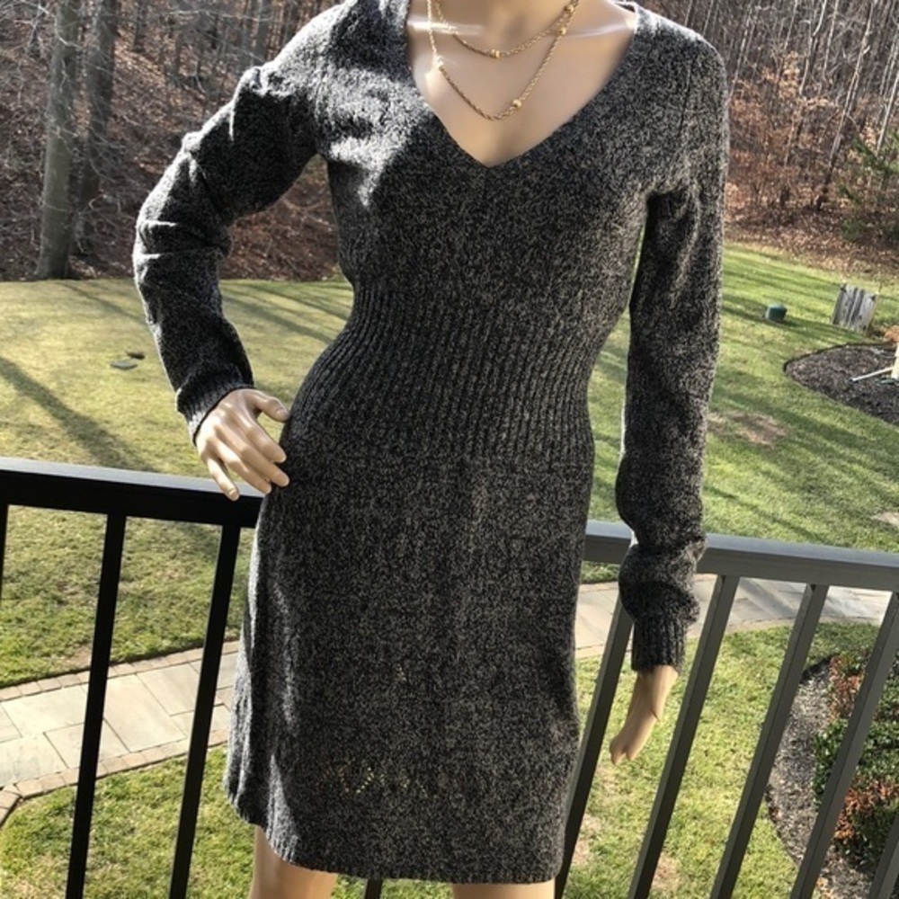 PLAY black/gray tweed look sweater dress